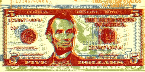 Framed Five Dollar Bill Print