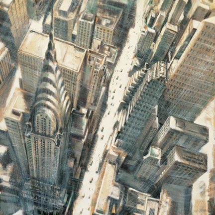 Framed Aerial View of Chrysler Building Print