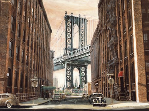Framed View to the Manhattan Bridge, NYC Print