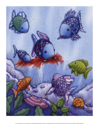 Framed Rainbow Fish V Print