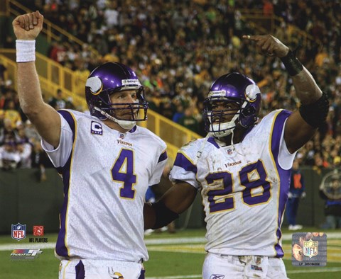 Framed Brett Favre &amp; Adrian Peterson 2009 Print