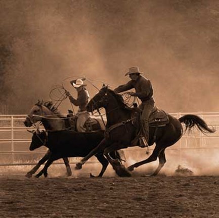 Framed Roping on the Ranch II Print
