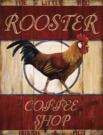 Framed Rooster Coffee Shop Print