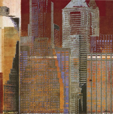 Framed Urban Blocks I Print