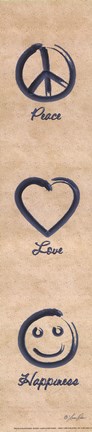Framed Peace, Love, Happiness Print