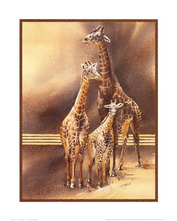 Framed Family of Giraffes Print