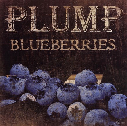 Framed Plump Blueberries Print