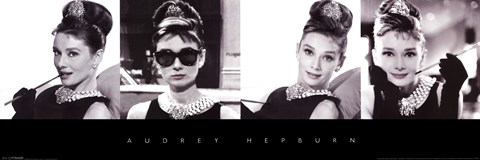 Framed Audrey Hepburn (Black, White &amp; Pink) Print