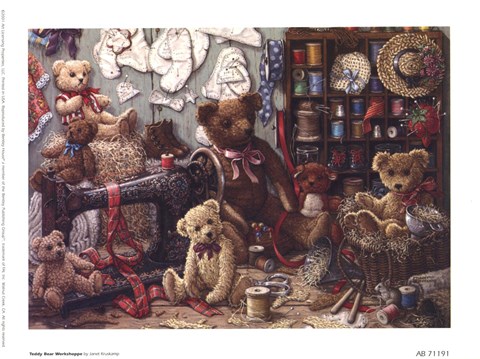 Framed Teddy Bear Workshoppe Print