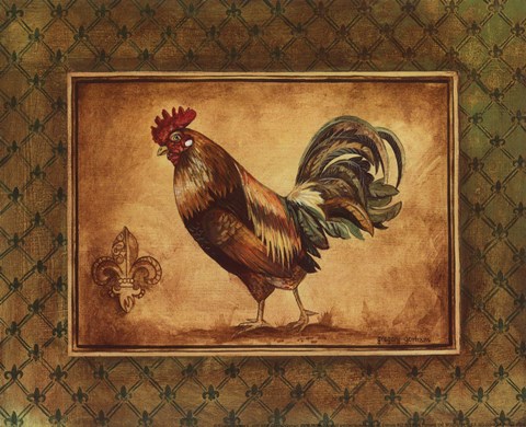 Framed Country Rooster II - mini Print