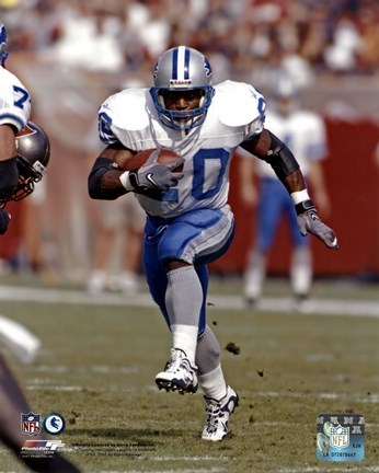 Framed Barry Sanders action Print
