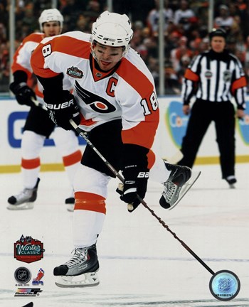 Framed Mike Richards 2010 NHL Winter Classic Action Print