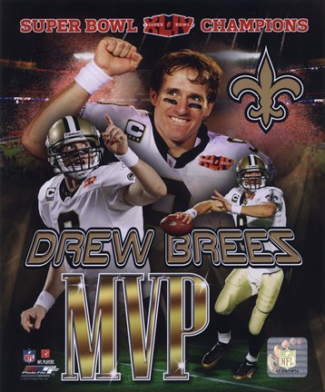 Framed Drew Brees Super Bowl XLIV MVP Portrait Plus (#21) Print