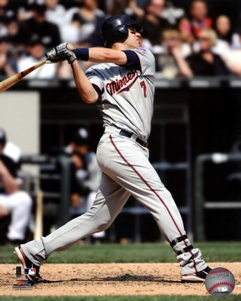 Framed Joe Mauer 2010 Batting Action Print