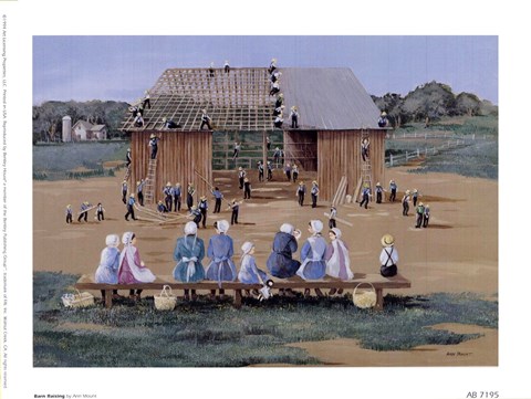 Framed Barn Raising Print