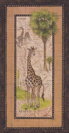 Framed Map With Giraffe Print