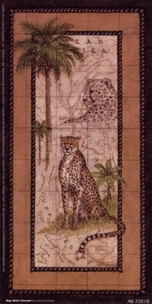 Framed Map with Cheetah Print
