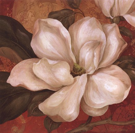 Framed Magnolia On Red II - mini Print