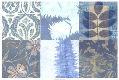 Framed Blue Textures I Print