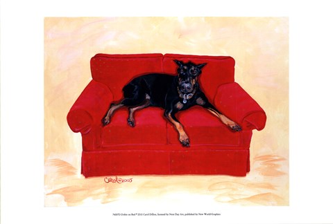 Framed Dobie on Red Print
