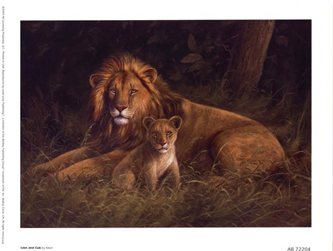 Framed Lion And Cub Print