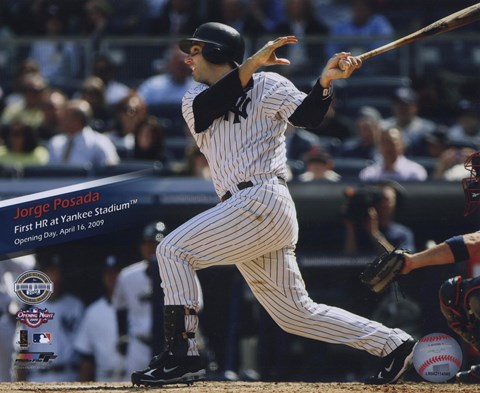 Framed Jorge Posade First Home Run Opening Day, April 16, 2009 Print