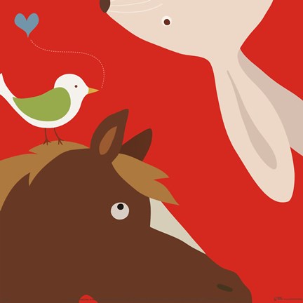 Framed Farm Group: Rabbit and Horse Print