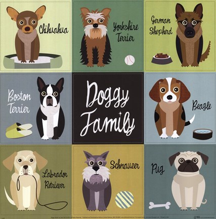 Framed Doggy Family Print