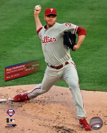 Framed Roy Halladay Perfect Game Action with Overlay Print