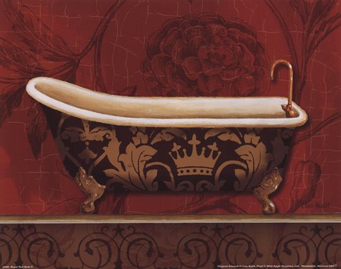 Framed Royal Red Bath II Print