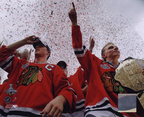 Framed Jonathan Toews &amp; Patrick Kane Chicago Blackhawks 2010 Stanley Cup Champions Victory Parade (#60) Print