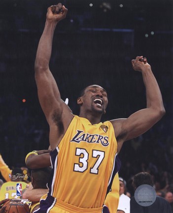 Framed Ron Artest - 2010 NBA Finals Game 7 Celebration (#18) Print