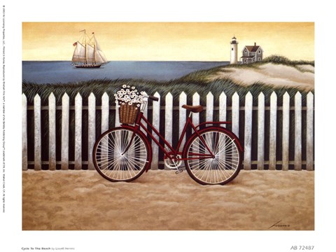 Framed Cycle To The Beach Print