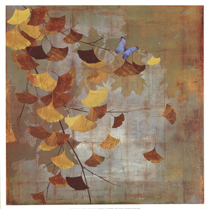 Framed Gingko Branch I Print