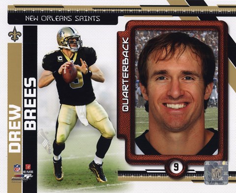 Framed Drew Brees 2010 Studio Plus Print