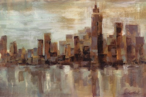 Framed Misty Day in Manhattan Print