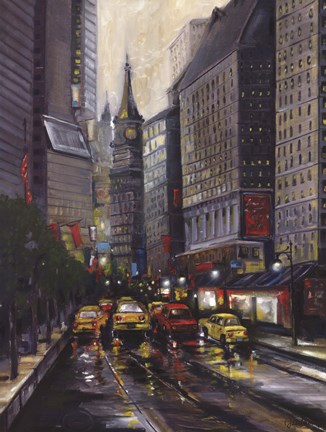 Framed City Street I Print