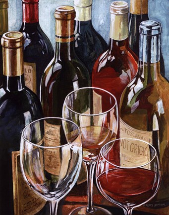 Framed Wine Reflections I - mini Print