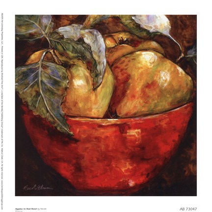 Framed Apples In Red Bowl Print