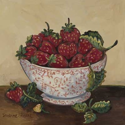 Framed Bowl of Strawberries Print
