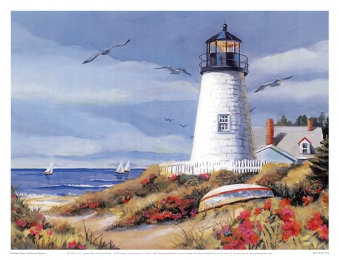 Framed Lighthouse Harbor I Print