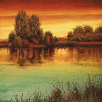 Framed River Sunset II Print