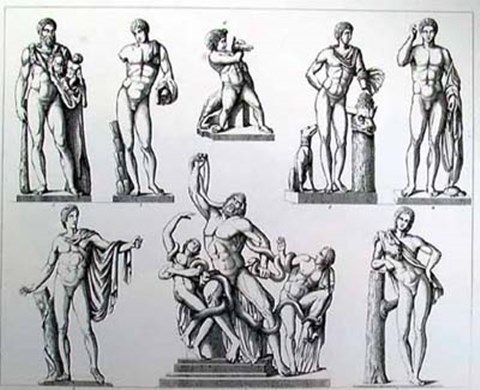 Framed Statuary III Print