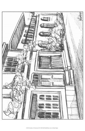 Framed Sketches of Downtown III Print