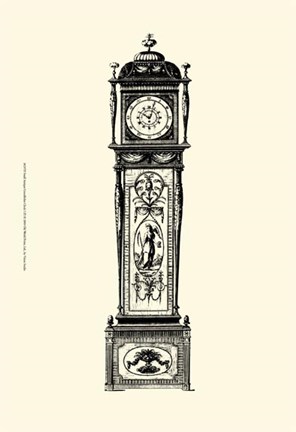 Framed Sm Antique Grandfather Clock I Print