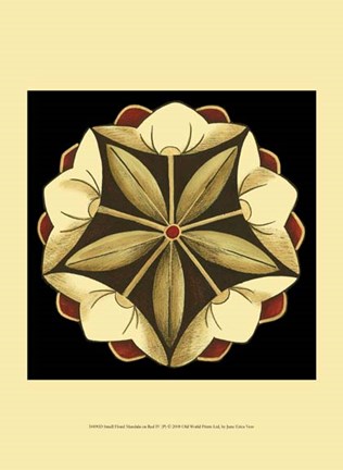 Framed Small Floral Mandala on Red IV (P) Print