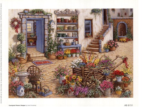 Framed Courtyard Flower Shoppe Print