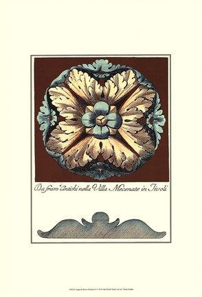 Framed Aqua &amp; Brown Rosette II Print