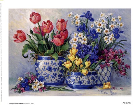 Framed Spring Garden In Blue I Print