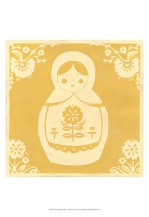 Framed Russian Doll in Yellow Print